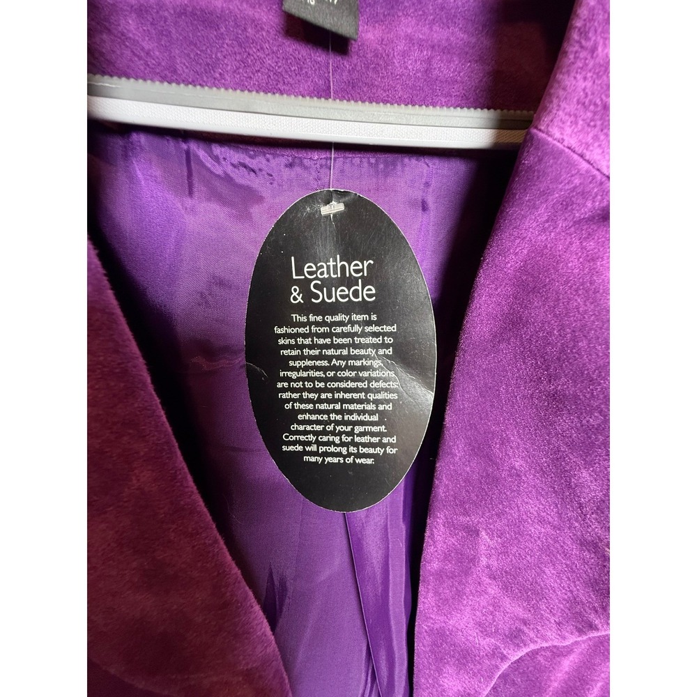 Cami Purple Suede Leather Jacket NWT Size 16 – Bold 100%‎ Genuine Leather Coat - Picture 4 of 6